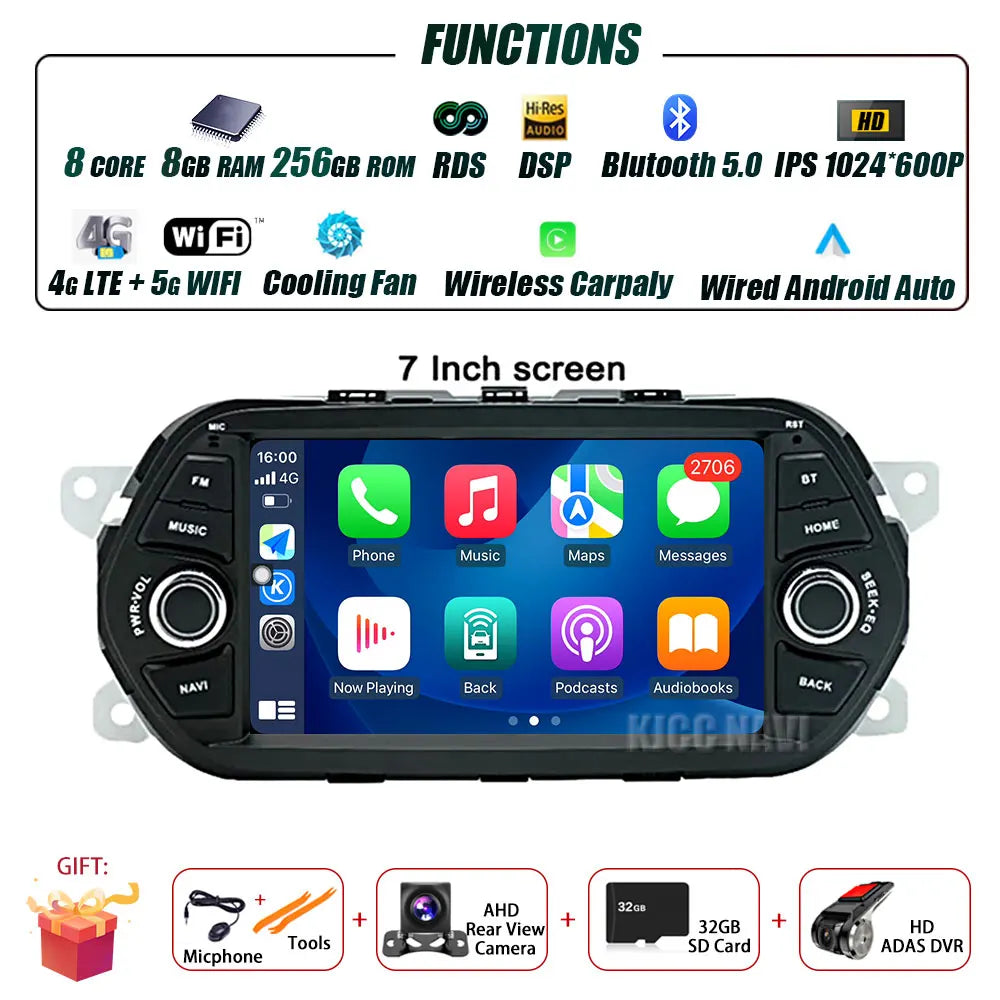 7 inch Screen For FIAT TIPO EGEA 2015 2016 2017 Android 13 Car Intelligent System Radio Multimedia Player Navigation GPS 4G WIFI