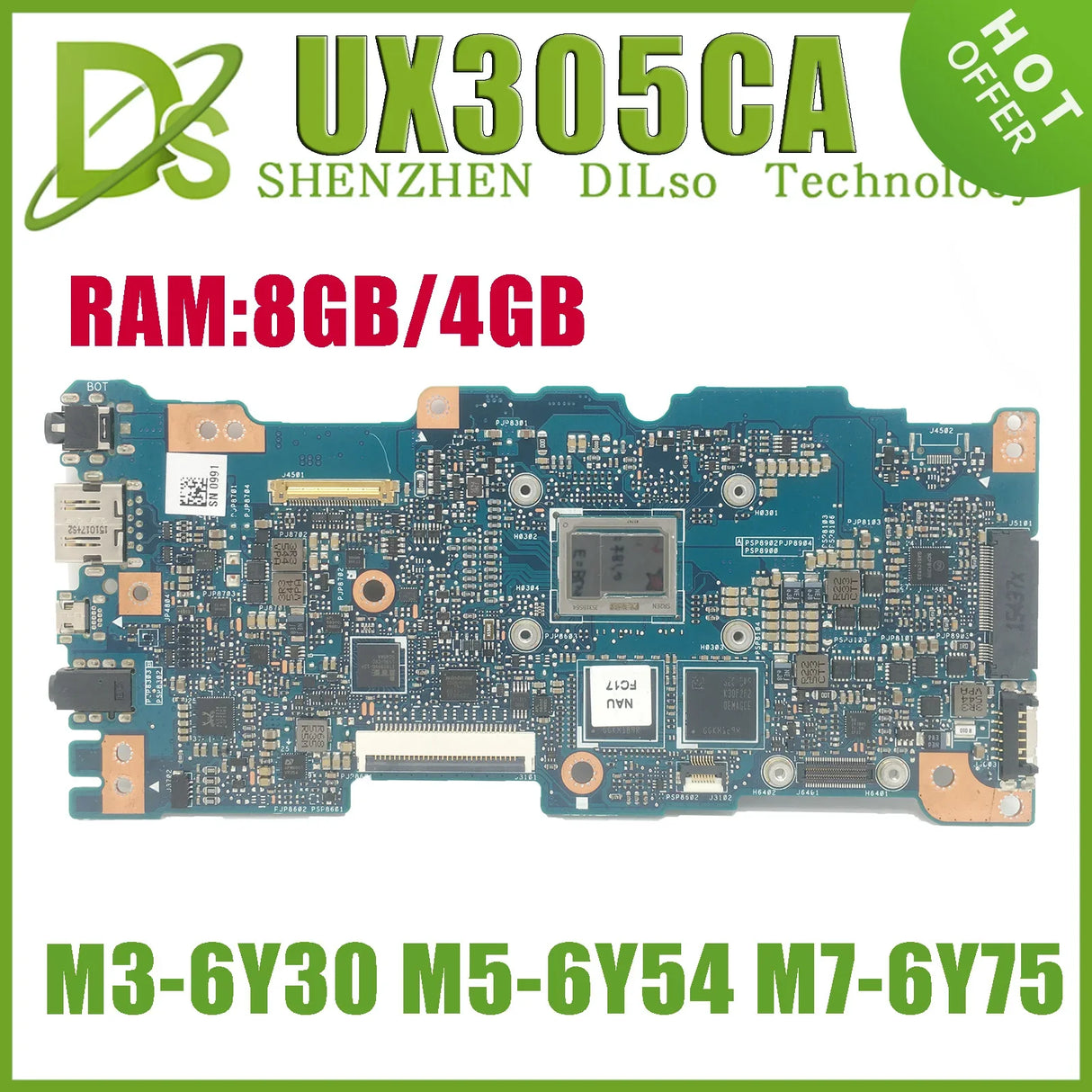 KEFU UX305CA With M3-6Y30 M5 CPU 4GB 8G RAM MAINboard REV 2.0 for ASUS Zenbook U305C UX305 UX305C Laptop Motherboard 100% tested