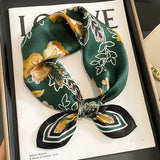 53cm Real Silk Nature Scarf Women Neckerchief Foulard Bandana Small Hairbands Fashion Floral Neck Ties for Office Lady 2023 New