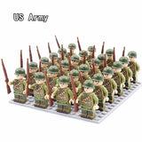 WW2 24pcs Military Army Soldier Soviet US UK German France Building Blocks Set Model Bricks Action Figures Weapon Toys Kids Gift