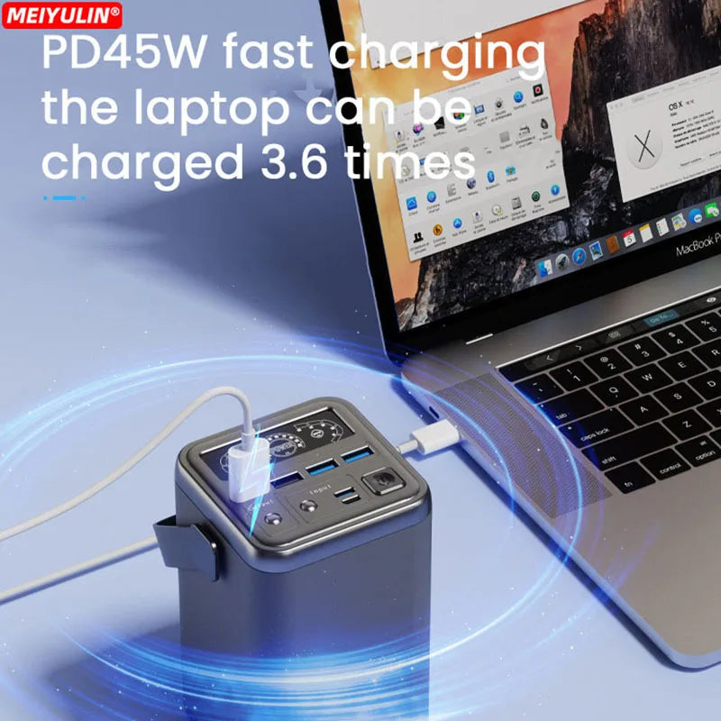 60000mAh Power Bank Station PD65W Fast Charge High Capacity Emergency Battery LED Lighting For IPhone Xiaomi Samsung Laptop IPad