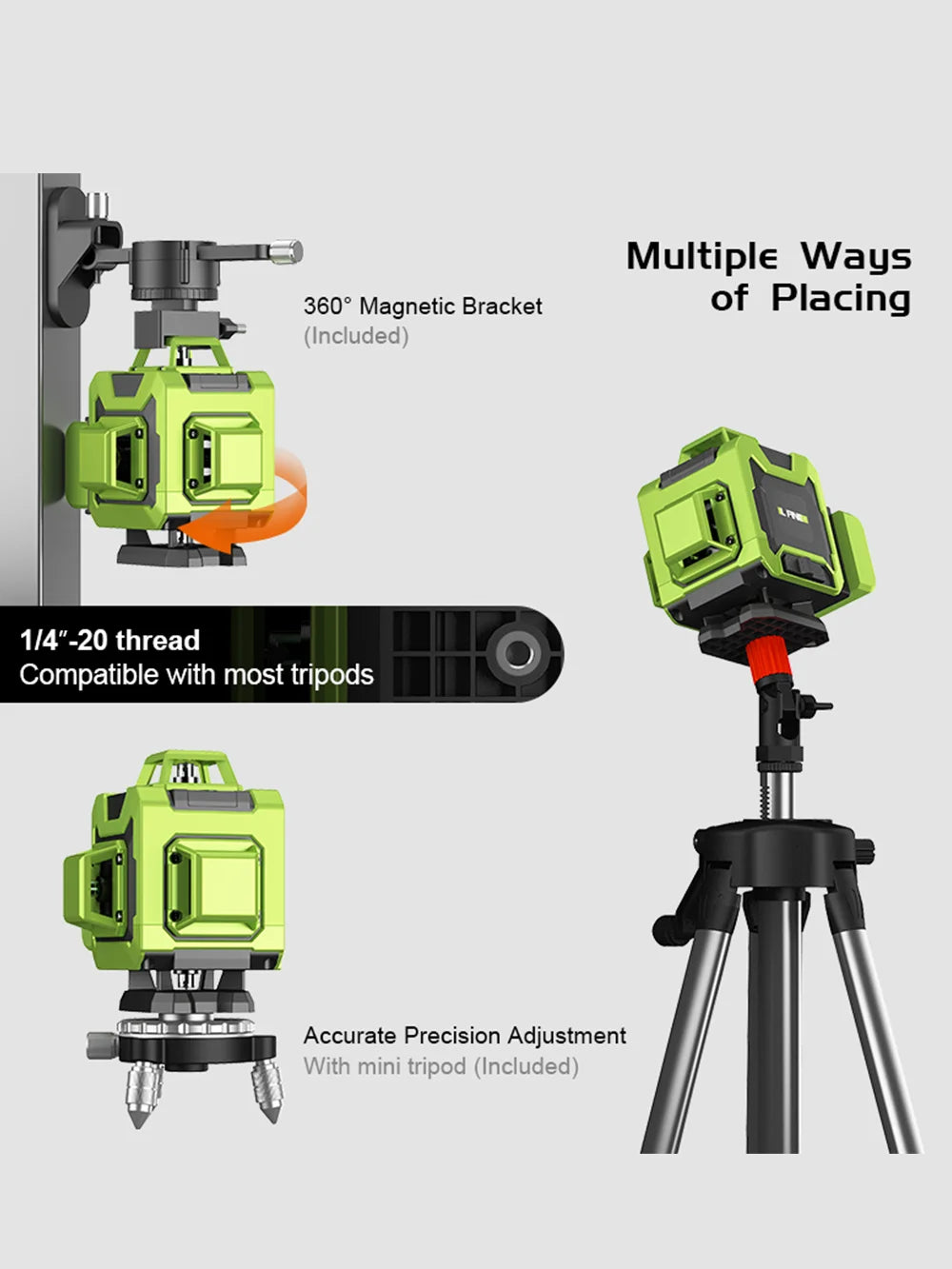 LFINE Laser Levels 4D 16 Lines 8 Lines Horizontal Vertical Cross Green Laser With Remote Control 360 Self-leveling Laser Level