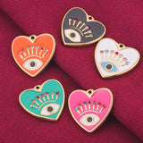 4pcs Stainless Steel Evil Eye Charms Heart  Enamel Charm Pendant Connector for Earrings Diy Jewelry Making Supplies Wholesale