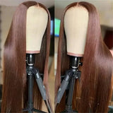 Glueless Chocolate Brown Straight 13x4 Lace Front Human Hair Wig 13x6 HD Lace Frontal Wigs For Women 4x4 Closure Human Hair Wig