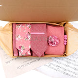 Viola Design 7 PCS Gift Box Cotton Sock Tie Sets Clip Pin Cufflinks Hanky Solid Floral Men Wedding Party Daily Cravat Accessory