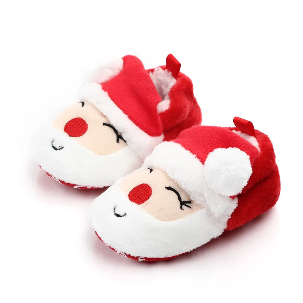 Baby Shoes for Winter Christmas Infant Shoes Cute Santa for Boys and Girls 11CM/12CM/13CM 0-12 Months Warm Lining Inside Soft