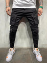 White Embroidery Jeans Men Cotton Stretchy Ripped Skinny Jeans High Quality Hip Hop Black Hole Slim Fit Oversize Denim Pants