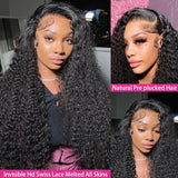 250% Rear to Wear Glueless Human Hair Wig 4x4 5x5 Glueless Wig HD Transparent Curly Human Hair Deep Wave 13x6 Lace Frontal Wig