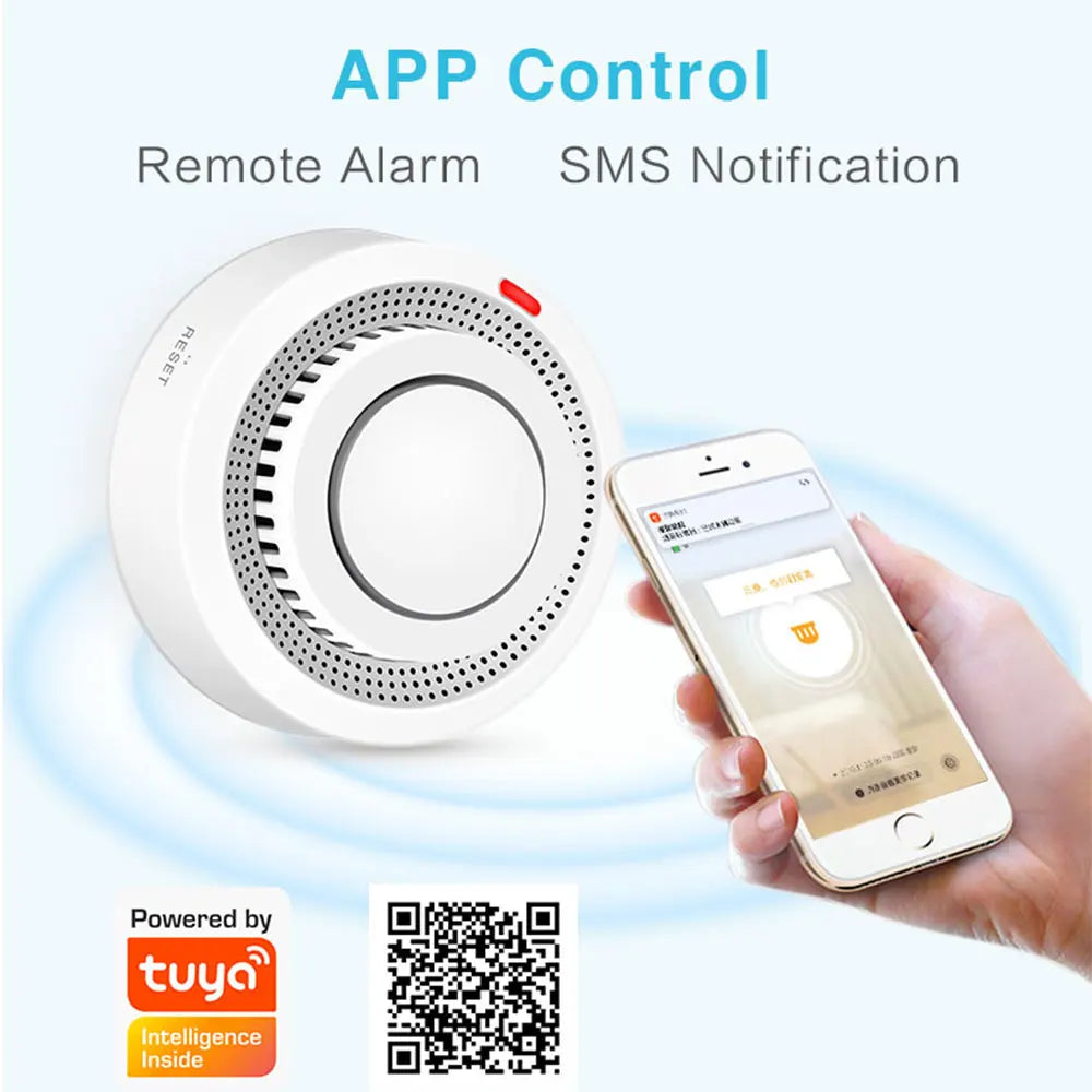 Tuya Smart Zigbee WiFi Smoke Detector Smart Fire Alarm Sensor Home Security Fire Protection System Smart Life Works Gateway Hub