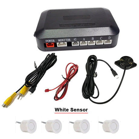 DC12V Video Parking 4 Sensors Car Reverse Backup Rear Buzzer Radar Monitor System, Support Display Image and Sound Alert