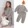 2023 New Arrivals Little Girls Clothing Tracksuit 2 Pieces Set Warm Fleece Plain Top Sweatshirt+Pants Loungewear Suit For Kids