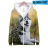 Animal Dog Husky 3D Print Zip Up Hoodie Women Men Harajuku Sweatshirt Streetwear Hip Hop Zipper Hooded Jacket Male Tracksuit