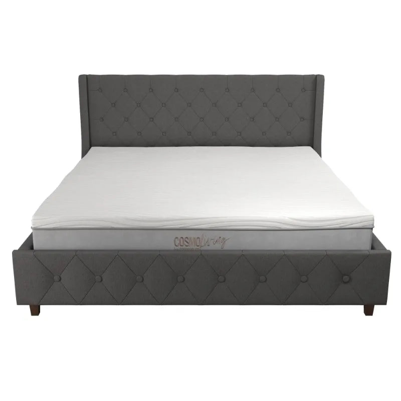 Mercer Upholstered Bed, King Gray Linen  muebles de dormitorio  queen bed frame  bunk beds for kids loft bed