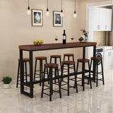 Wrought Iron Solid Wood Home Bar Table Long Against The Wall High Table Tea Shop Coffee Bar Table Bar Furniture