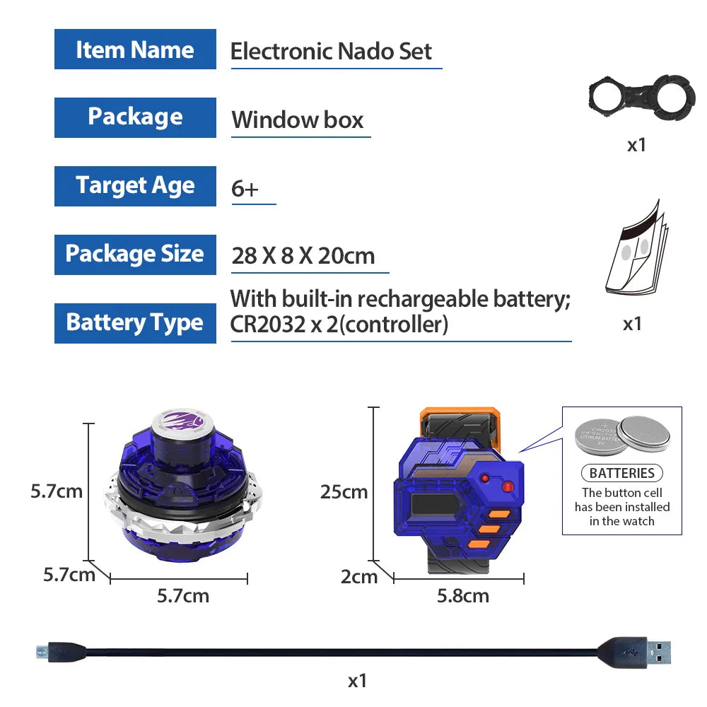 Infinity Nado 3 Electronic Thunder Stallion & Skyshatter Fiend & Controller Gyro Auto-Spin Spinning Top Kids Anime Toy