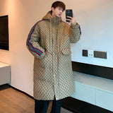 Luxury Men's X-Long Down Jacket GD Small Letter Print Windproof High quality Unisex Winter Down Wadded Coat Women Warm Parkas