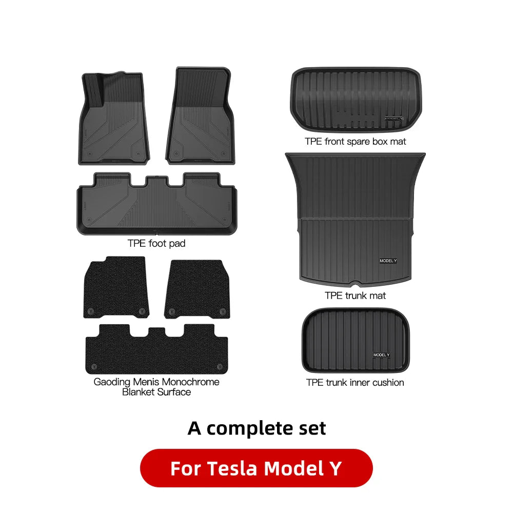 YZ For Tesla Floor Mats Model 3 Y 2021-2023 Car Four Seasons Waterproof Non-slip Floor Mat NEW  TPE Special Car Accessories