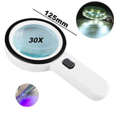 30X Handheld Magnifier Magnifying Glass with 12 LED Light Illuminated for Reading Soldering Jewelry Watch Repair Welding Glasses