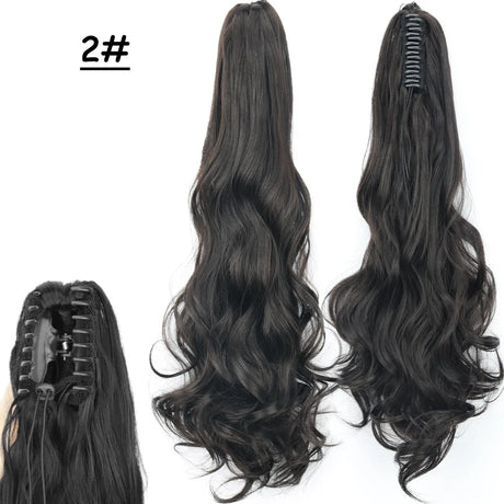 Synthetic Claw Clip On Ponytail Hair Extensions Long Straight 24" Heat Resistant Pony Tail HairPiece BlackBrown Blonde Hairstyle