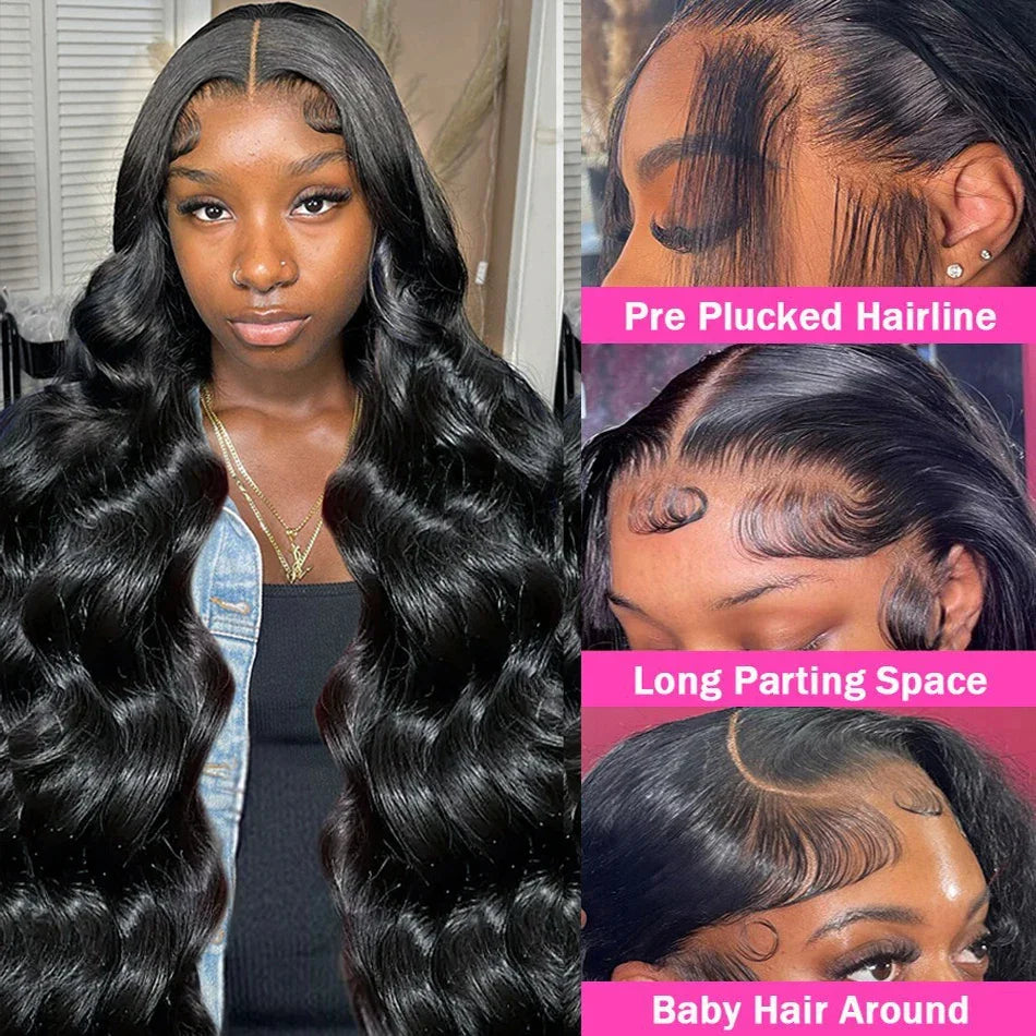 Luvin 250% Body Wave 13x6 Lace Frontal Wigs 30 40Inch Brazilian Remy 5x5 Closure Glueless Wig Human Hair Ready To Wear For Women