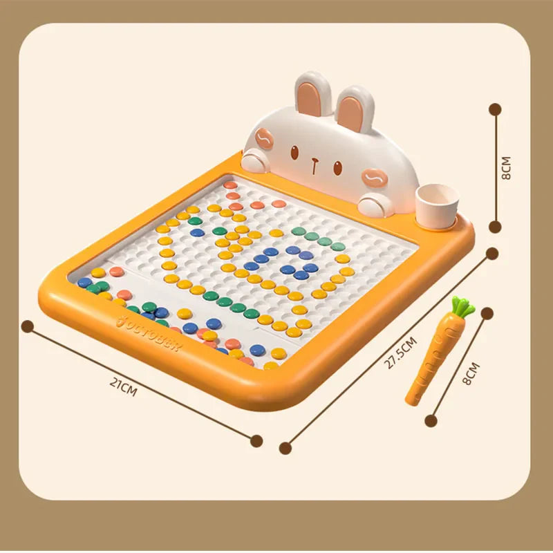 Rabbit Magnetic Drawing Board Carrot Magnet Pen Kids Reusable Drawing Toys Baby Beads Painting Doodle Sketch Pad Children Gifts