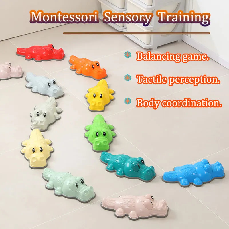 Children Crocodile Balance Stone Montessori Toys Sensory Integration Training Outdoor Play Social Activities Parish Sports Toys