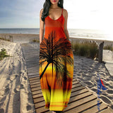 Elegant Dresses For Women Sexy Beach Long Dress Plus Size Irregular Sleeveless Spaghetti Strap Sundress