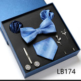 Luxury Quality Tie Set With Necktie Bowtie Pocket Square Cufflinks Tie Clip Brooches For Man Bussiness Wed Party Tie Gift Box