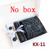 Ties For Men Luxury Tie Set Gift Box Jacquard Necktie Pocket Square Clip Cufflinks Handkerchief Corbata