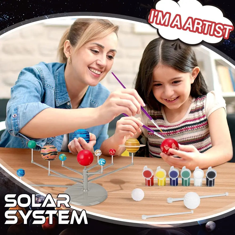 Solar System Model DIY Planet Toys Child Science and Technology Learning Solar System Teaching Assembly Coloring Educational Toy