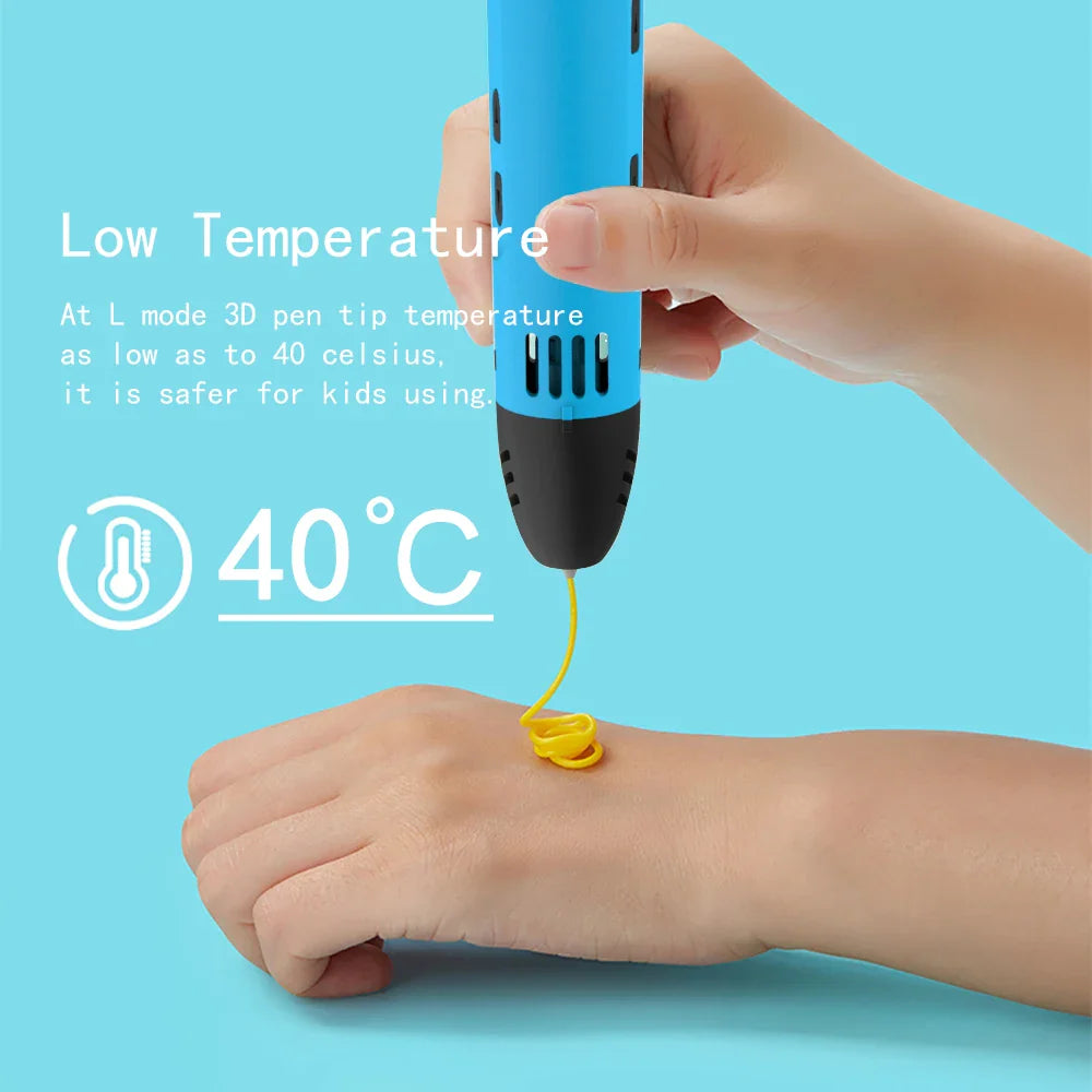 Innovative QCREATE 3D Pen with LCD Display, Adjustable Temperature & Speed, Includes 100m of PLA/PCL Filament