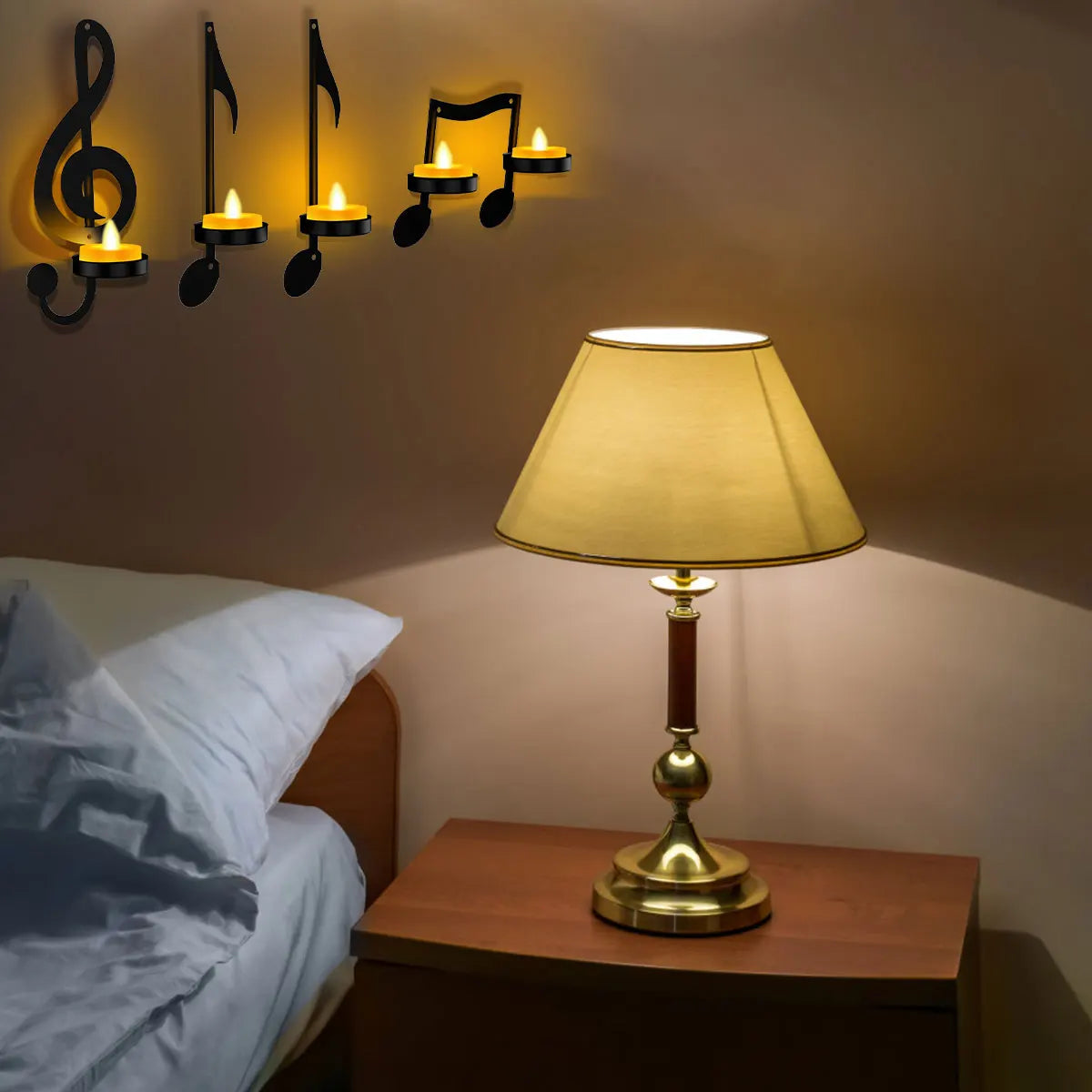 4Pc Music Note Candle Holder Black Music Note Wall Sconce Vintage Art Musical Note Style Candle Holders Iron Candle Holder Decor