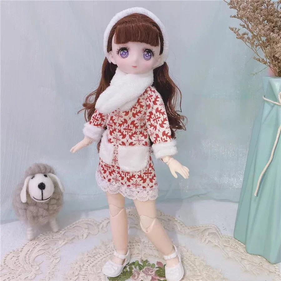 BJD Girl Dolls 30cm Kawaii 6 Points Joint Movable Dolls With Fashion Clothes Soft Hair Dress Up Girl Toys Birthday Gift Doll New