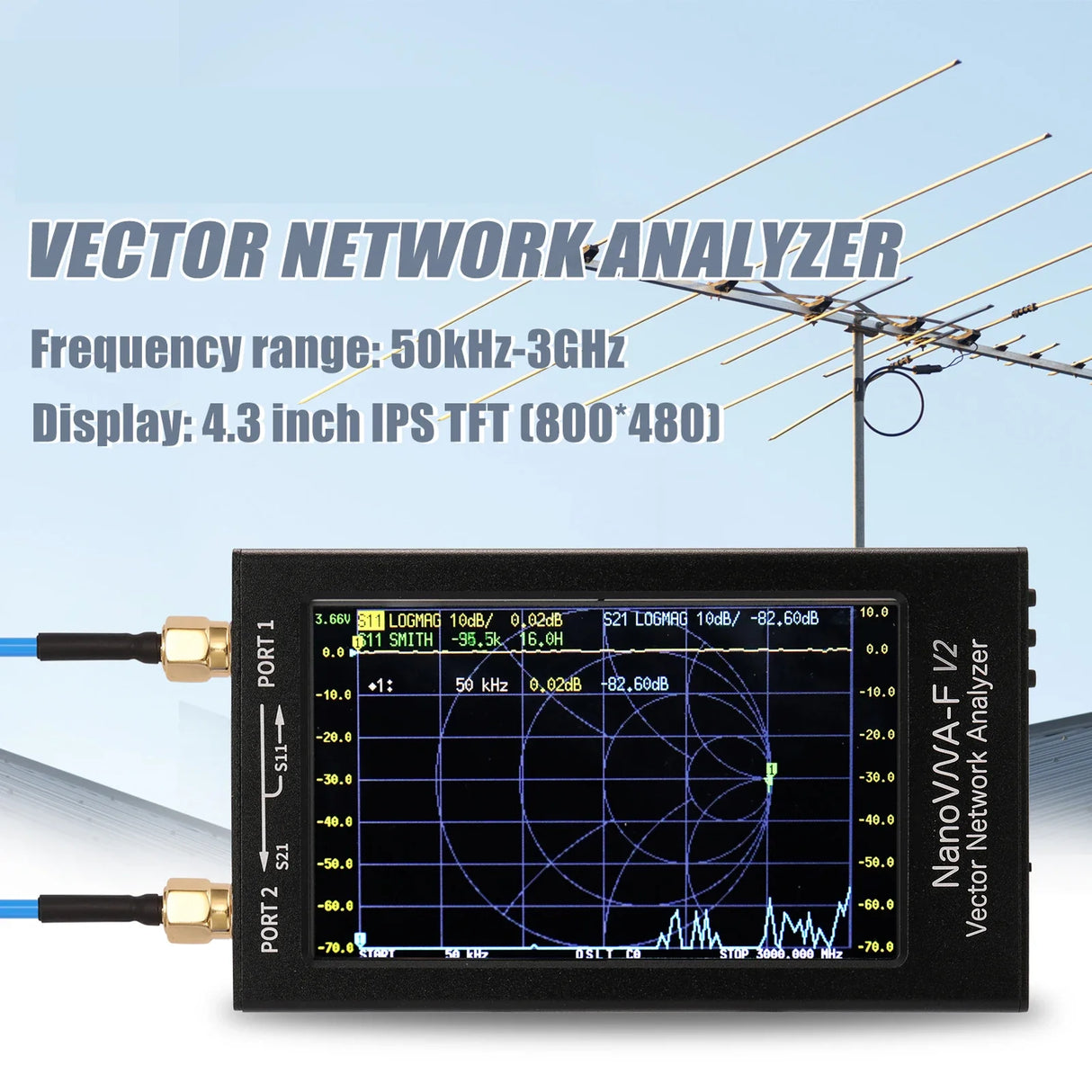 NanoVNA-F V2 4.3 Inch IPS LCD Display Vector Network Analyzer S-A-A-2 Antenna Analyzer Short Wave HF VHF UHF