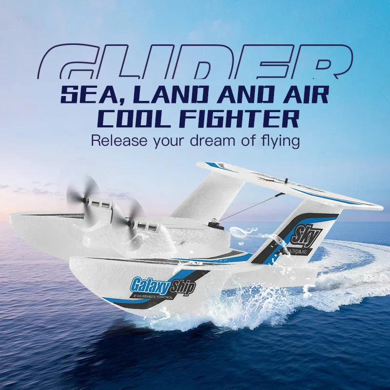 2.4G RC Plane Radio Remote Control Airplane RC Toys for Kids Blue Red EPP Foam Glider Gliding In water and Sky