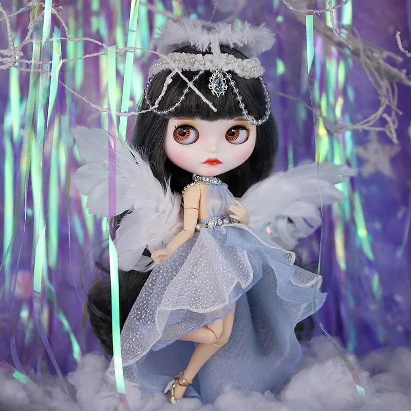 Handmade Blyth Doll Bear suit Clothes Doll Blyth Doll Clothes Princess Dress With White Lace For Ymy Licca Azones Ob24 Ob27 Fr