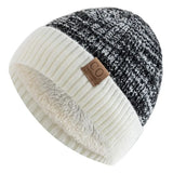 Warm Men's Winter Hat Vintage Striped Polyester Knitted Beanies Fleece Lined Thicken Winter Cap Women Men