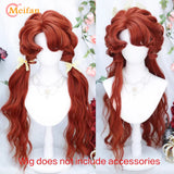 MEIFAN Long Lolita Ombre Harajuku Wig With Bang Red Blue Wave Curly Cosplay Wig Heat Resistant Synthetic Jellyfish Head Wigs