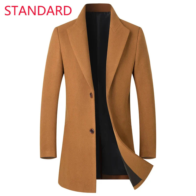 2023 New Autumn and Winter High-end Brand Fashion Boutique Warm Men's Pure Color Casual Business Woolen Woolen Coat Windbreaker