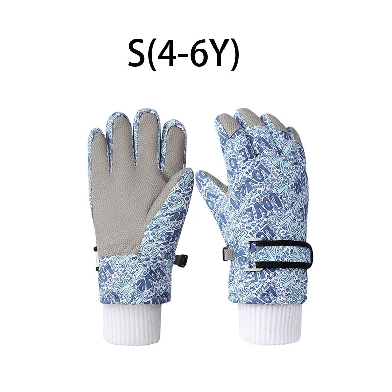 Fashion Children Ski Gloves Waterproof Kids Mittens for Girls Boys Accessories Antiskid Thicken Snow Sports Child Gloves 4-12Y