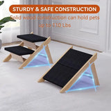 Folding Pet Ramp Non-slip 2 In 1 Stairs For Dogs To Get On Bed Lightweight Dog Bed Stairs Durable Wooden Sturdy Cat Steps