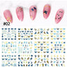 12 Designs Nail Stickers Set Mixed Floral Geometric Nail Art Water Transfer Decals Sliders Flower Leaves Manicures Decoration