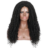 Kalyss 24 Inches Red Wig Synthetic Braids Wigs full wig Middle full wig Parted Loc Braided Wigs with Curly Ends for women