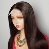 Brown Black Human Hair Wig For Women Lace Front Wig Glueless HD Transparent Lace Closure Natural Black Straight Remy Hair BOBBI