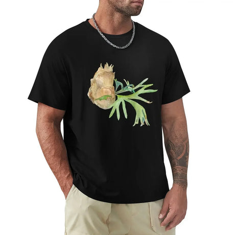 Staghorn Fern. Watercolor painting. Hand painted illustration. T-Shirt oversized plain mens graphic t-shirts hip hop