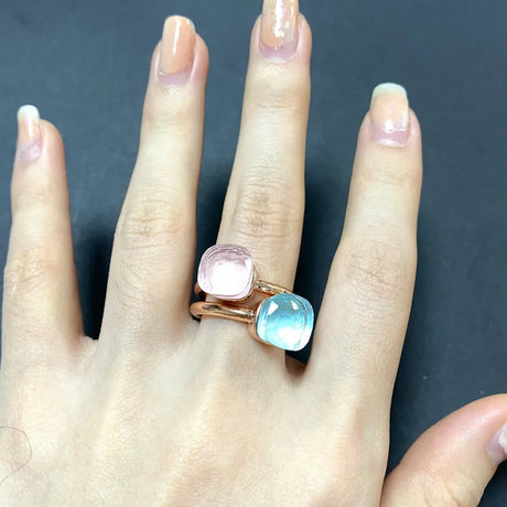 2Pcs/Set Pomellato Ring Stacked  Mix Color Crystal Ring 30Colors Candy Style Ring Jewelry Birthday Gift For Women