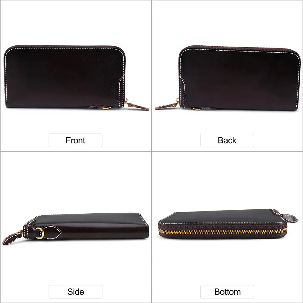 Leather New Genuine Wallet Men Women Clutch Bag Zipper Cowhide Card Holder Purse Long s Coin