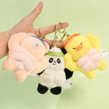 Funny Power Muscular Animal Plush Doll Hercules Cartoon Frog Bear Dog Duck Keychain Backpack Pendant Accessories New Creative