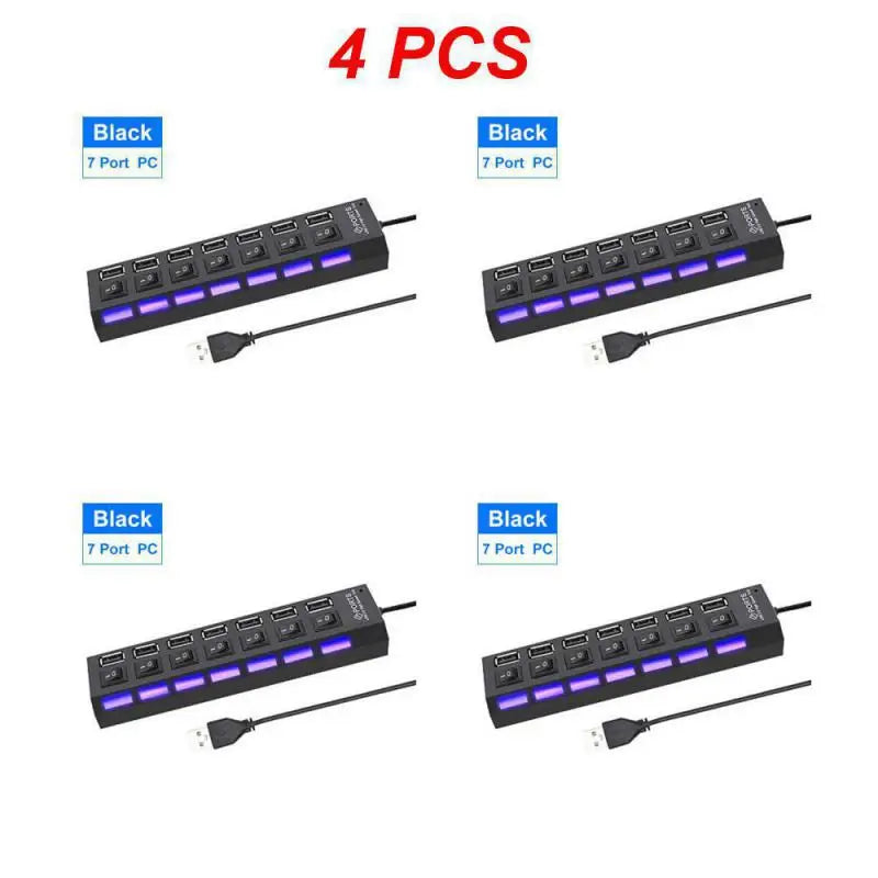 1~8PCS USB Hub USB 2.0 Hub Multi USB Splitter 3 Hab Use Power Adapter Multiple Expander 2.0 Hub With Switch For Laptop