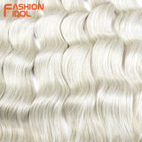 FASHION IDOL Lena Hair Synthetic Deep Wave Braiding Hair Extensions 24 Inch Water Wave Crochet Braid Hair Ombre Blonde Fake Hair